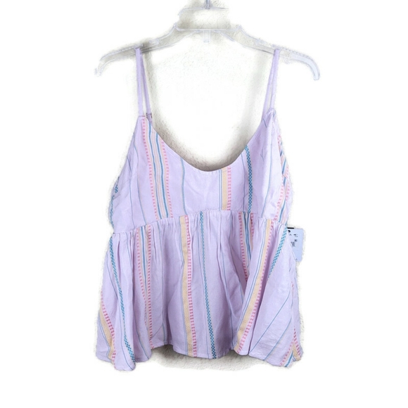 O'Neill Womens Kayden Striped Peplum Camisole Size L Orchid Adjustable Strap NWT - Picture 2 of 10